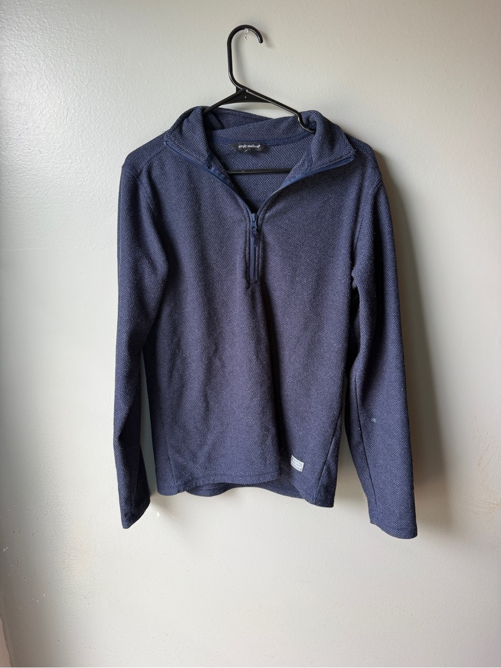 Simply Southern Quarter Zip Pullover Navy Textured Small